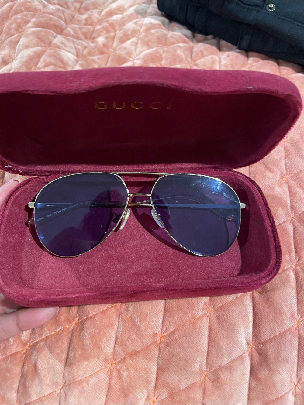 Gucci Gold Frame Sunglasses with blue   Lenses
